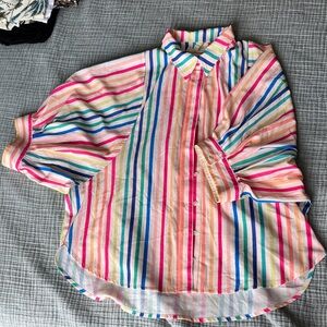 Entro Multicolor Striped Button-Up Blouse